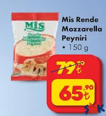 MİS RENDE MOZZARELLA PEYNİRİ 150 G fiyat ve kampanya bilgisi
